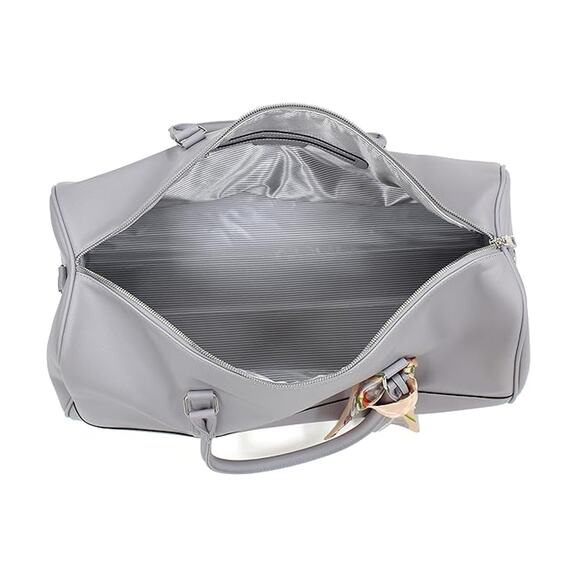 MSRP $79 NWT Weekender Duffel Bag with Satin Tie Light Gray | SAME DAY SHIP - Picture 3 of 7